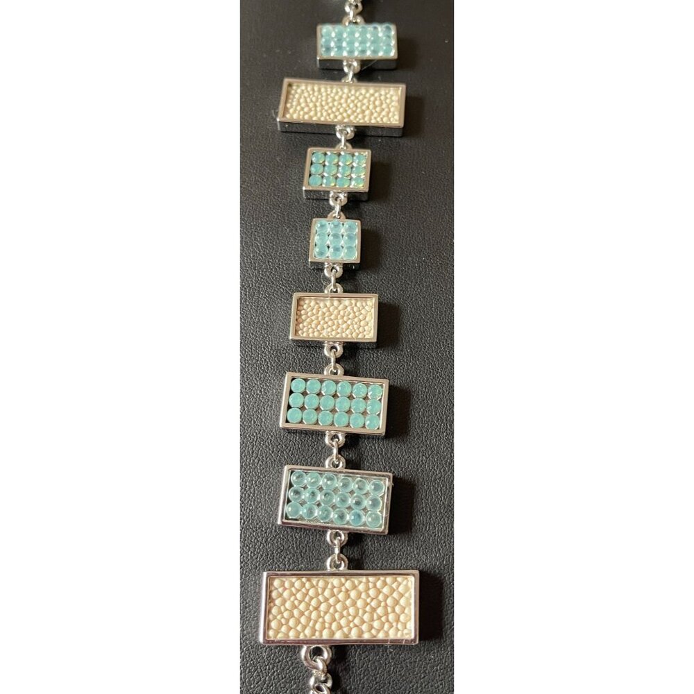 Swarovski Blue & Green Rectangular Crystal Bracel… - image 6